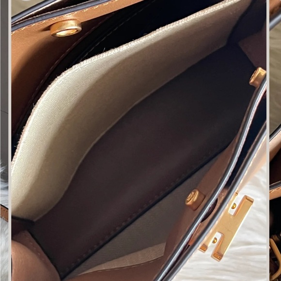 NWT Tory Burch Lee Radziwell Petite Double Bag Tiramisu Tan Leather Crossbody - Picture 12 of 13